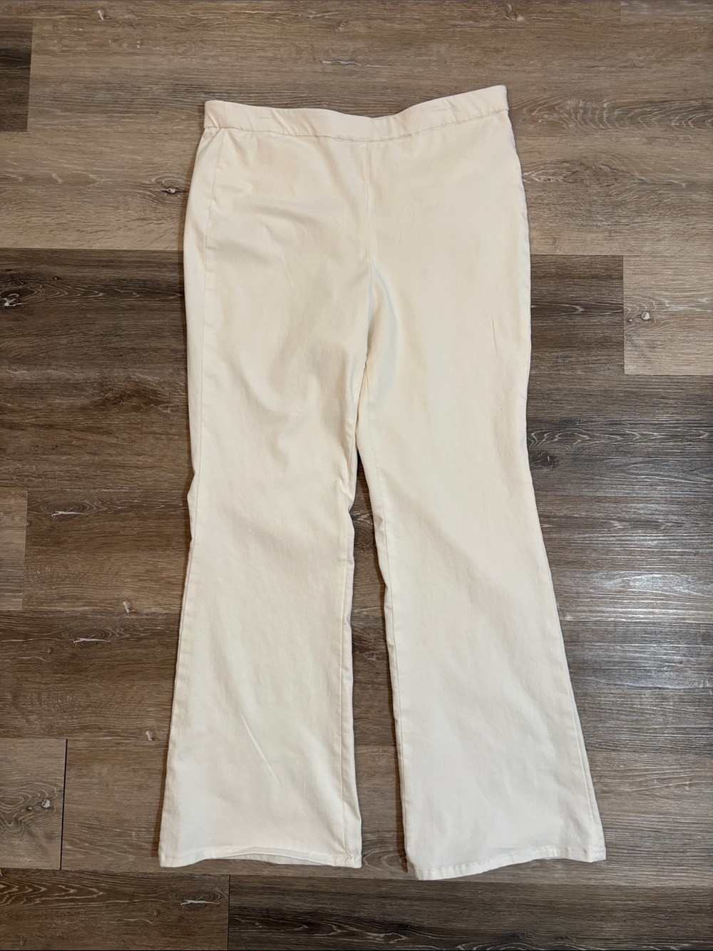 Anne Klein Summer Classic White Pull On Slim Flare Trousers/Pants Women Size 14